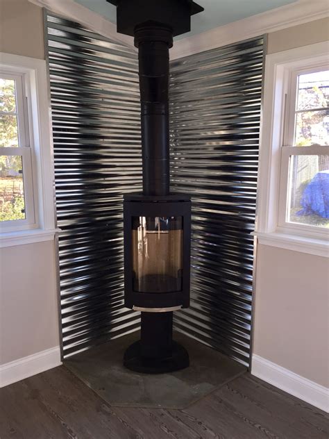 metal sheet behind stove|metal behind wood stove.